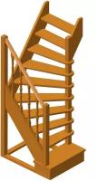 Деревянная межэтажная лестница ЛЕС-91 2250-2475 проем 1090-780, Сосна
