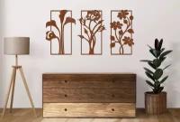 Панно/декор из дерева на стену Прекрасные цветы (комплект из 3 панно)