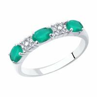 Серебряное кольцо Diamant online 252781 с фианитом и агатом, Серебро 925°, 18