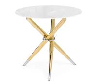 Стеклянный стол Woodville Rock 80х75 white / gold