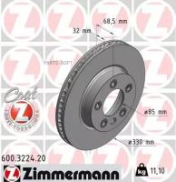 Тормозной диск ZIMMERMANN 600.3224.20 | цена за 1 шт