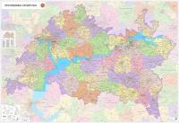 настенная карта Республики Татарстан 187 х 128 см (на самоклеющейся пленке)