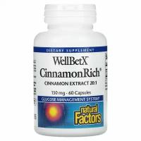 Natural Factors, WellBetX, CinnamonRich, 150 мг, 60 капсул