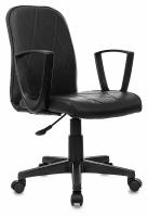 Кресло CH-327 черный эко.кожа крестов. пластик черный / Офисное кресло для оператора, персонала, сотрудника, для дома