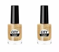 Golden Rose Лак City color nail lacquer 103 золотые блёстки, 2 шт