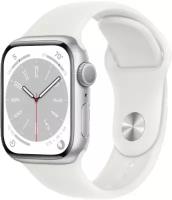 Apple Watch Series 8 GPS 45mm Silver Aluminium Case with White Sport Band (Серебристый/белый)