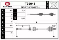 EAI GROUP T39048 T39048_привод правый! 877mm\ Peugeot 306/405 1.8-2.0/TD BE1/3 87>