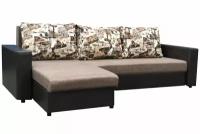 Угловой диван-кровать Атлант-А, 235х160х90, раскладной, левый, механизм еврокнижка, рогожка/кожзам