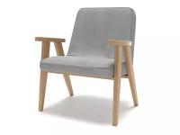 Стул кресло с подлокотниками Soft Element Joe Grey, мягкий, для гостиной, для кухни, рогожка, массив березы