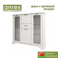 Шкаф с витриной 2V2D1S MONAKO, Сосна винтаж / дуб анкона, Anrex 1318/1444/376
