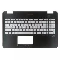Клавиатура для ноутбука Asus N551VW-1B с топкейсом, чёрная панель, серебристые кнопки, красная окантовка, с подсветкой (90NB0AH2-R31RU0)