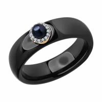 Золотое кольцо Diamant online 243911 с бриллиантом, жемчугом и керамикой, Золото 585°, 17,5