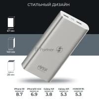 Внешний аккумулятор Hiper Power bank Metal 20K, 10000 mAh, Intput: micro-USB; Usb-c: Output: 2xUSB 5