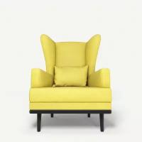 Кресло мягкое с ушами Фантазёр D-6 (желтый) на высоких ножках, для отдыха и чтения книг. В гостиную, балкон, спальню и переговорную комнату