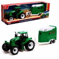 Технопарк Трактор «Фермер», 40 см, прицеп, животные, багажник, подвижные детали, инерция