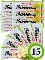 Протеиновый батончик Bombbar Protein Bar 15 x 60 г, Фисташковый-Пломбир