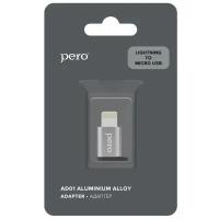 Адаптер PERO AD01 LIGHTNING TO MICRO USB, серебристый