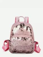 Рюкзак с пайетками 18*21 см розовый