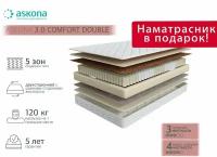 Ортопедический матрас, Анатомический матрас ASKONA Comfort Double/Комфорт Дабл, С зональным пружинным блоком, 160х200 см