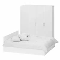 Гарнитур спальный белый № 2 Стандарт с кроватью 1800, цвет белый, спальное место 1800х2000 мм., без матраса, основание есть
