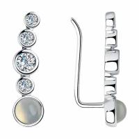Серьги из серебра Diamant online с лунным камнем и фианитом 259310, Серебро 925°