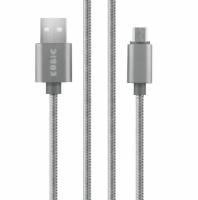 Кабель Kubic C05C Gray, USB - micro USB, текстиль, 3м, серый