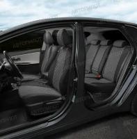 Чехлы для Опель Зафира B 5 мест (2005-2014) / Премиум авточехлы на сиденья Opel Zafira B, черный с серой вставкой
