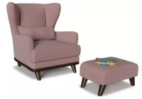 Комплект кресло с пуфом Оскар велюр Pink