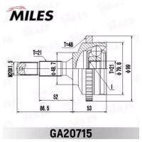 ШРУС PEUGEOT 206 1.1-1.4 98- нар. +ABS GA20715 MILES GA20715