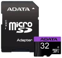 ADATA Карта памяти 32ГБ ADATA AUSDH32GUICL10-RA1 microSD HC UHS-I Class10 + адаптер