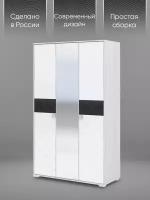 Шкаф распашной 3х створчатый Сальма с зеркалом ШК 023, Белый глянец/Дуб анкор светлый