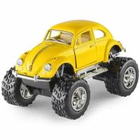 Машинка металлическая Kinsmart 1:32 1967 Volkswagen Classical Beetle Off Road (Жук Внедорожник Офф Роуд)инерционная, двери открываются. Желтый