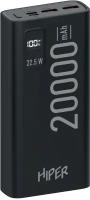 Мобильный аккумулятор Hiper EP 20000 Black 20000mAh 3A QC PD 2xUSB черный