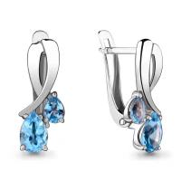 Серебряные серьги Aquamarine А4721505 с топазом, Серебро 925°