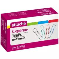 Скрепки Зебра Attache, полимер, 28 мм., 100 шт.в карт/уп, 10 уп