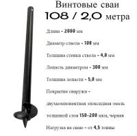 Винтовые сваи СВС 108 длина 2,0 метра (10) сварные, нагрузка от 4,5 тонн, активстрой