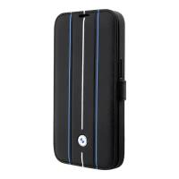 BMW Кожаный чехол BMW Signature Leather Hot stamp lines Booktype для iPhone 14 Pro, черный