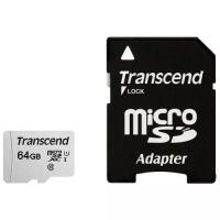 Micro SecureDigital 64Gb Transcend Class 10 TS64GUSD300S-A (MicroSDXC Class 10 UHS-I, SD adapter)