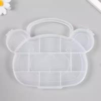 Sima-land Шкатулка пластик для мелочей "Сумочка мишка" прозрачная 11 отделений 18,8х15х1,8 см