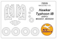 72589-1KV Окрасочная маска Hawker Typhoon Mk.IB (двусторонние маски) + маски на диски и колеса для моделей фирмы AIRFIX