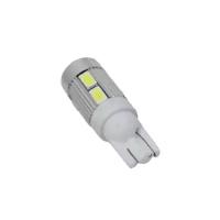 Лампа светодиодная T10(W5W) 12V 10 SMD диодов 1-конт с линзой Белая SKYWAY Салон, габар