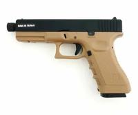 Пистолет пневм. KJW GLOCK G17 GBB GAS, ствол с резьбой, TAN