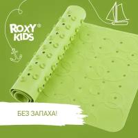 Roxy-kids Антискользящий резиновый коврик для ванны ROXY-KIDS 34,5х76 см салатовый (с отверстиями)