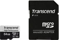 Карта памяти Transcend microSDXC 64 ГБ Class 10, V30, A2, UHS-I U3, R 100 МБ/с, адаптер на SD