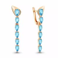 Серьги из золочёного серебра Aquamarine А4740705-п с топазом, Серебро золочение 925°