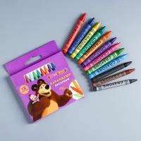 Восковые карандаши, набор 12 цветов, высота 8 см, диаметр 0.8 см, Маша и медведь