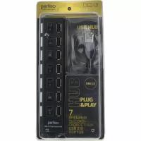 Концентратор USB-7USB(G) HUB с выключателем черный Perfeo