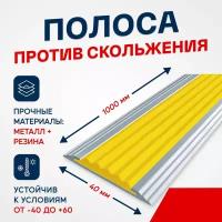 Противоскользящий алюминиевый профиль, полоса Стандарт 40мм, 1м, желтый