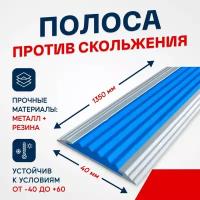 Противоскользящий алюминиевый профиль, полоса Стандарт 40мм, 1.35м, синий