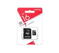 micro SDHC карта памяти Smartbuy 16GB Сlass 10 (с адаптером SD)LE